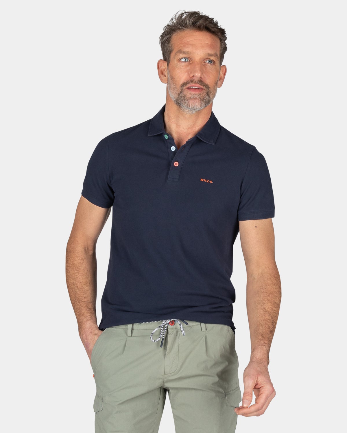 Polo uni en coton blue - Traditional Navy