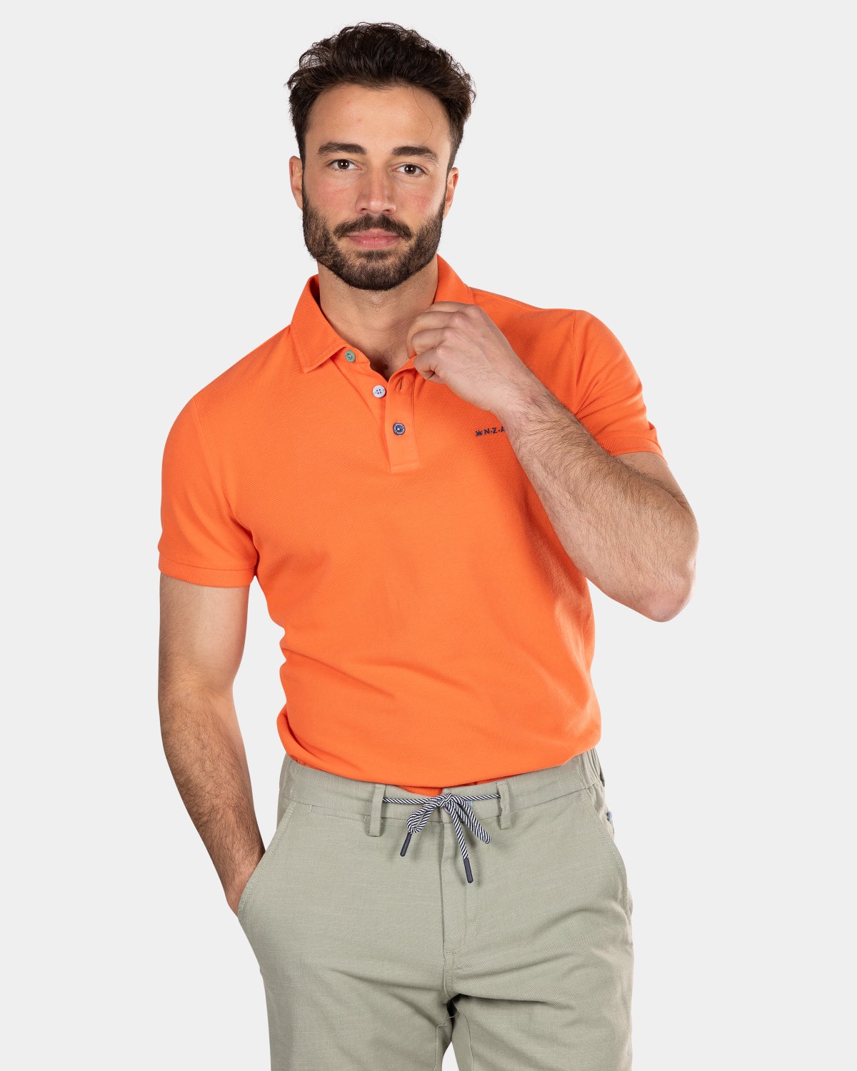 Polo uni en coton - Golden Orange