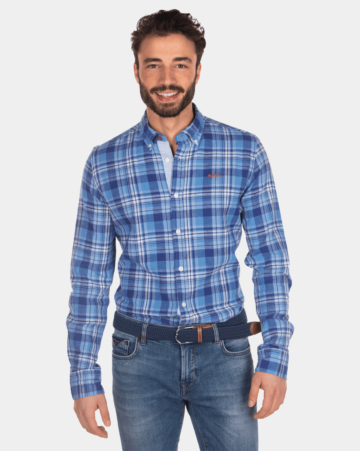 Camisa a cuadros azul blanco - Intense Cobalt