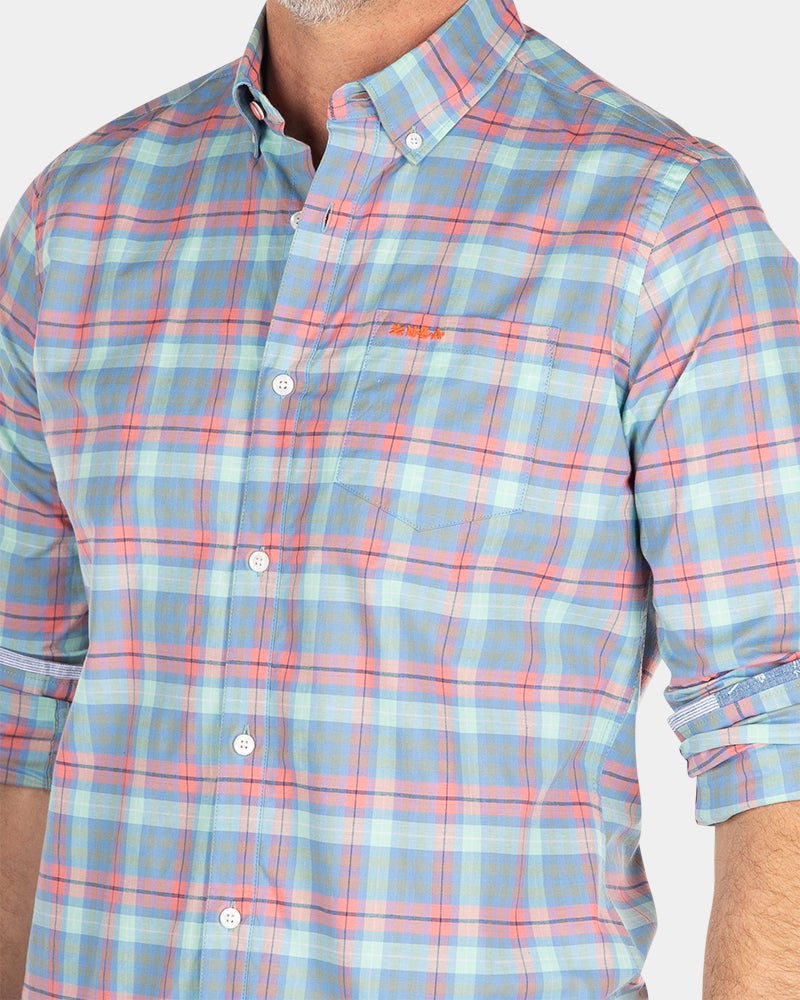 Camisa de algodón con cuadros - Blue Multicolour