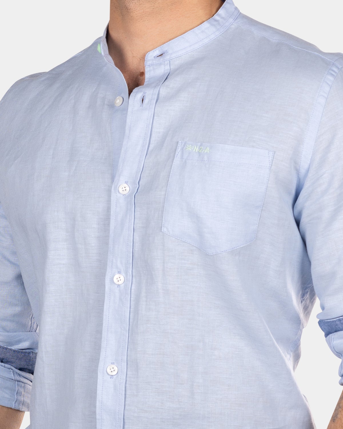 Camisa lisa sin cuello - Rhythm Blue