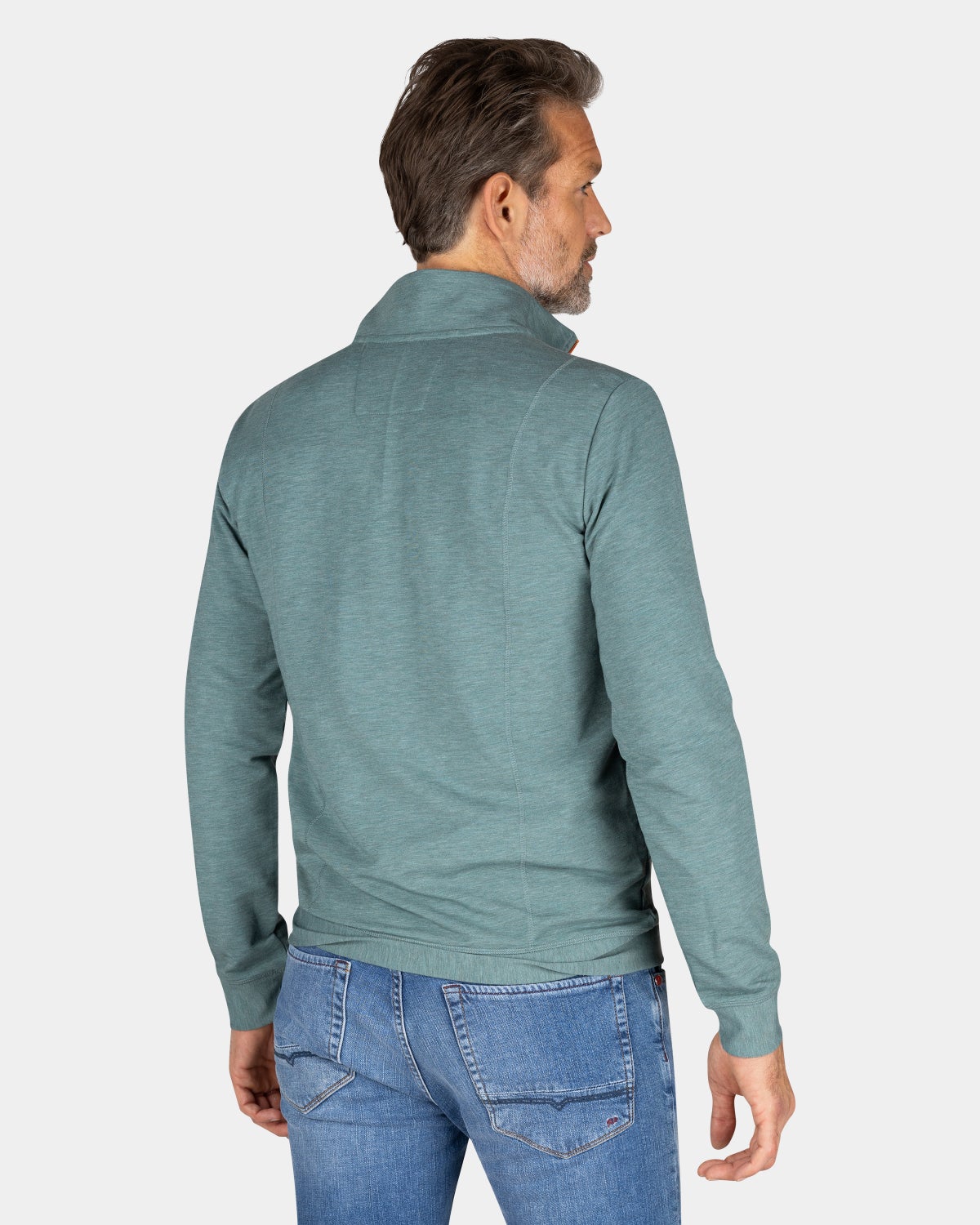 Lichtgroene sweater met halve rits - Pebble Green