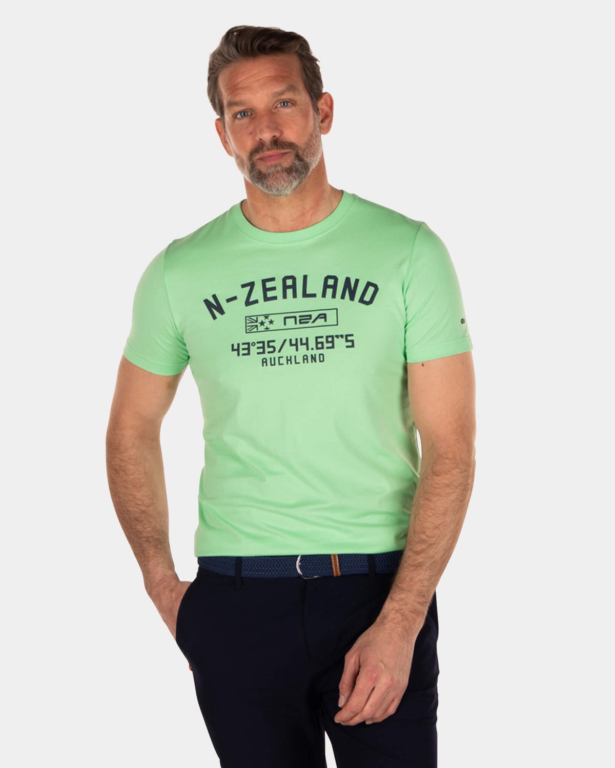 Katoenen t-shirt met print en ronde hals - Sea Green