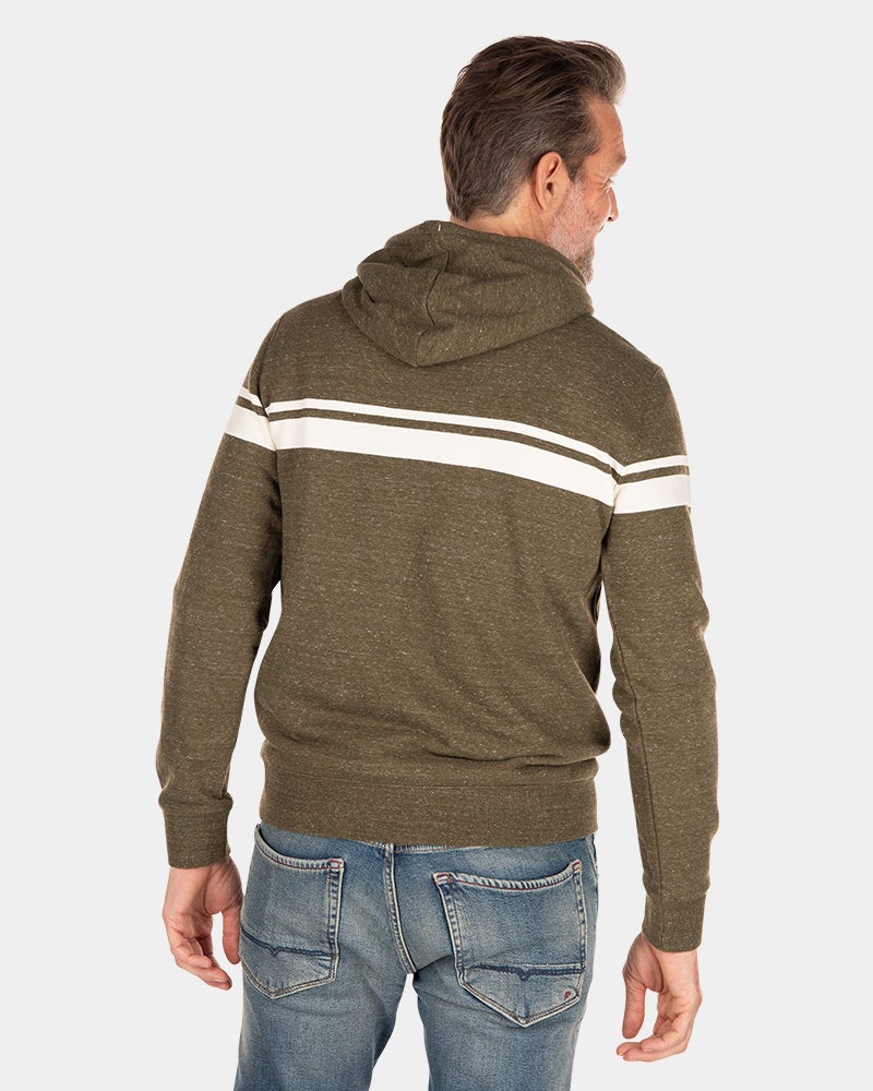 Sudadera con capucha verde con raya blanca. - Jacket Army