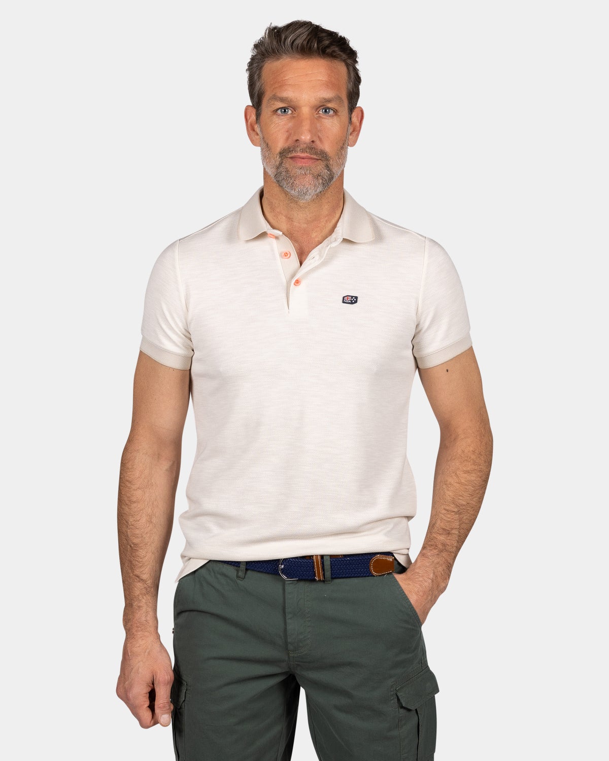 Polo uni en matière résistante - Cream Melange