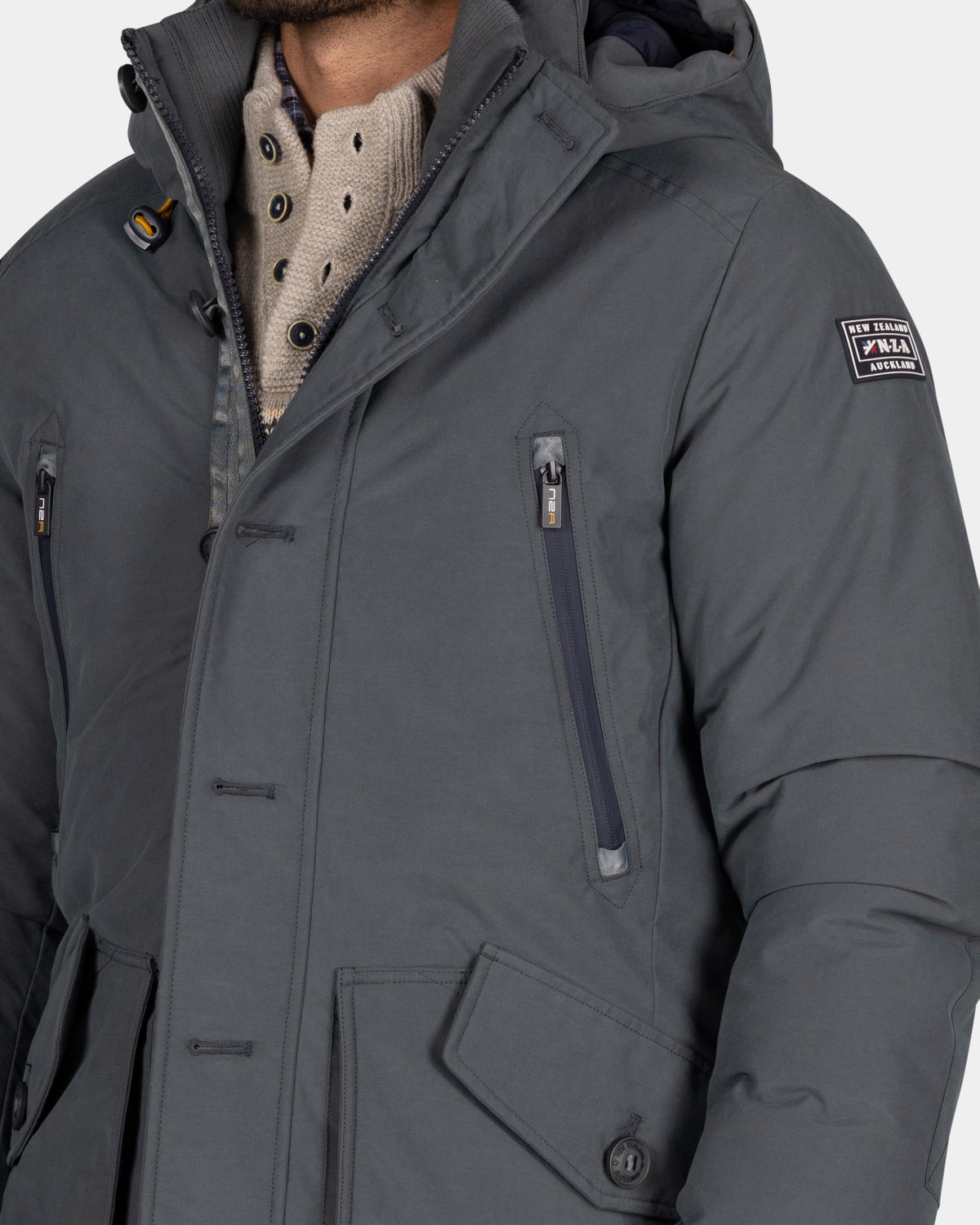 Parka de lona de color gris - Ash Grey