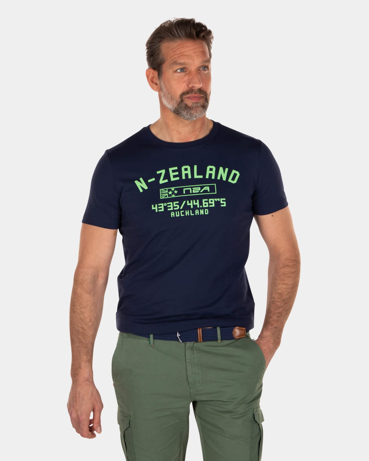 Katoenen t-shirt met print en ronde hals - Key Navy