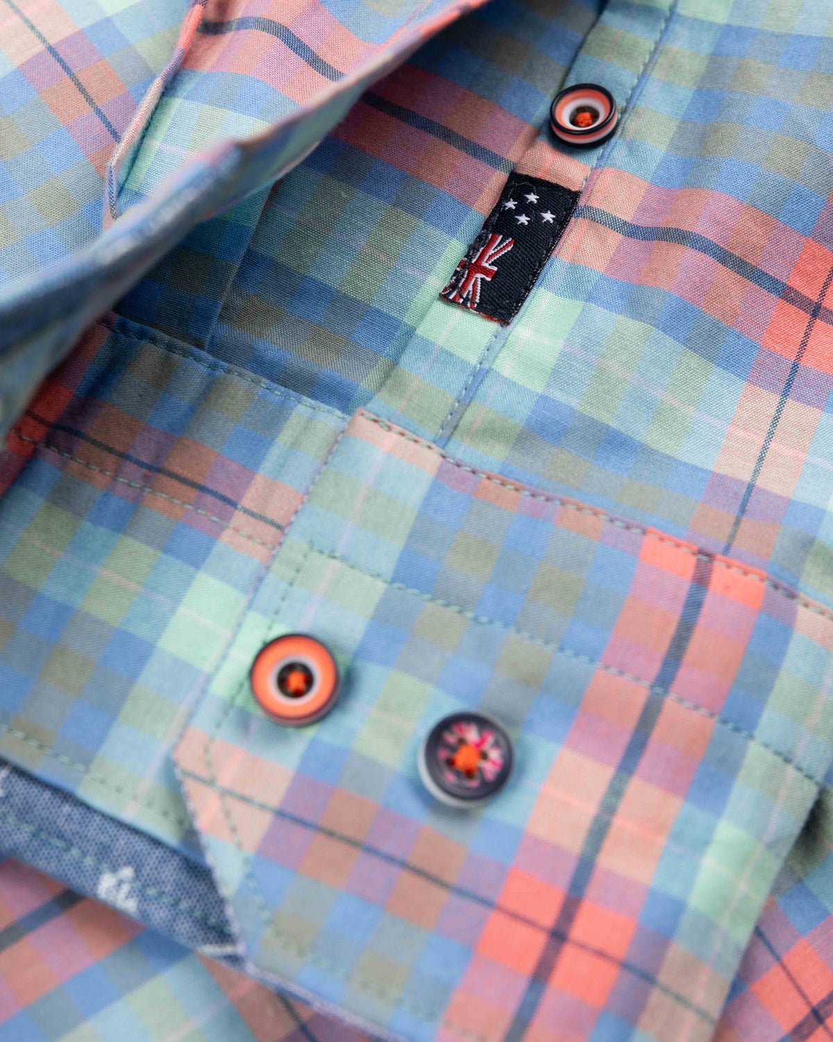 Camisa de algodón con cuadros - Blue Multicolour