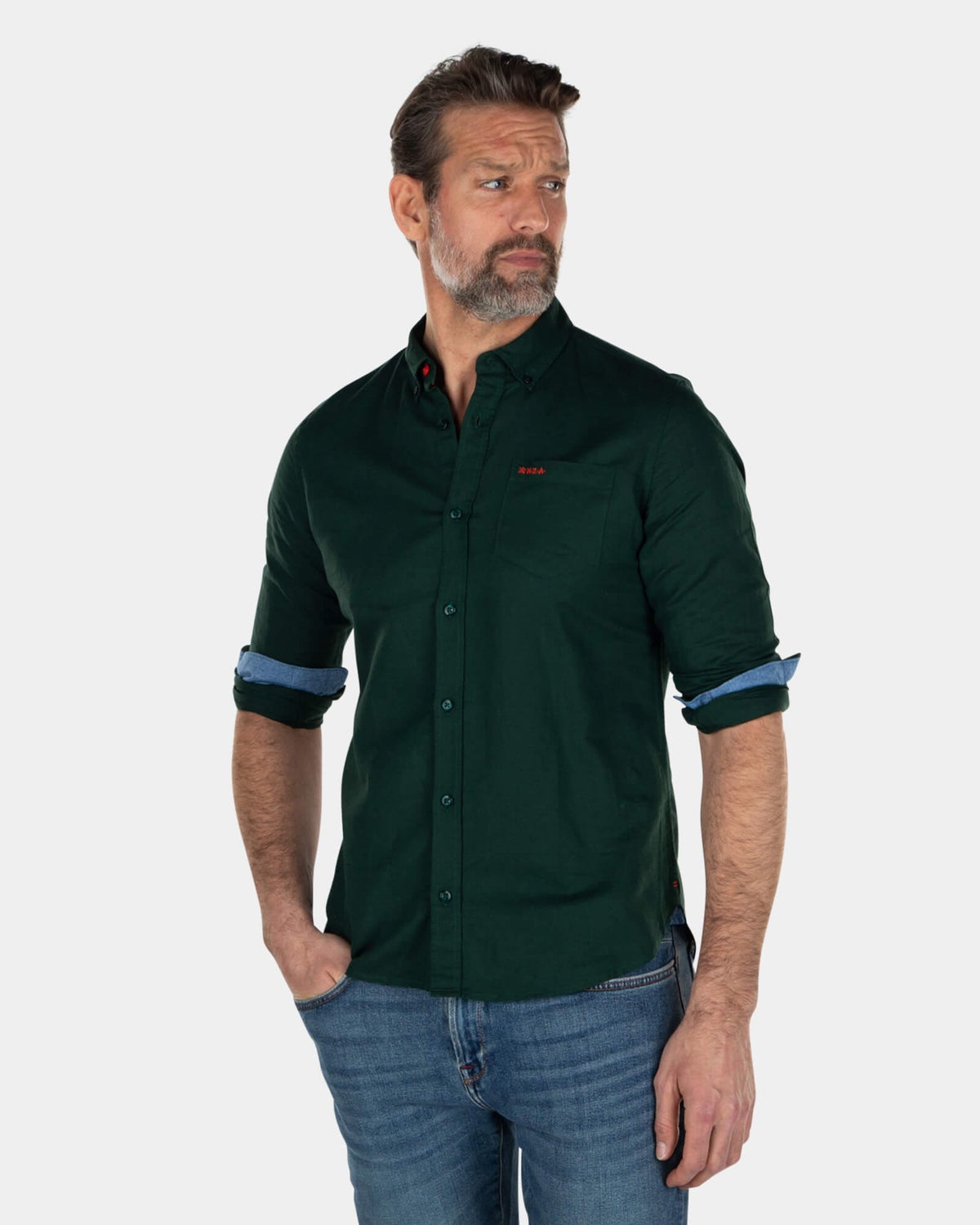 Camisa de lino de color liso - Dark Pine