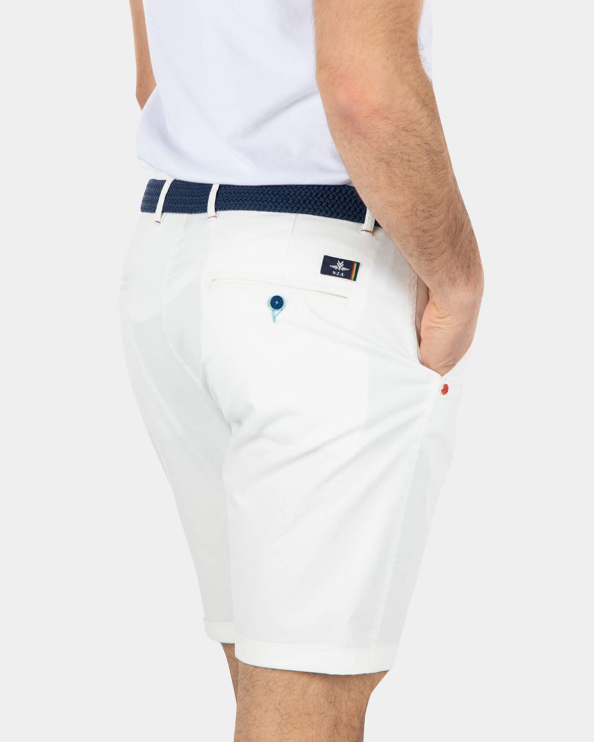 Katoenen stretch chino shorts - Cream