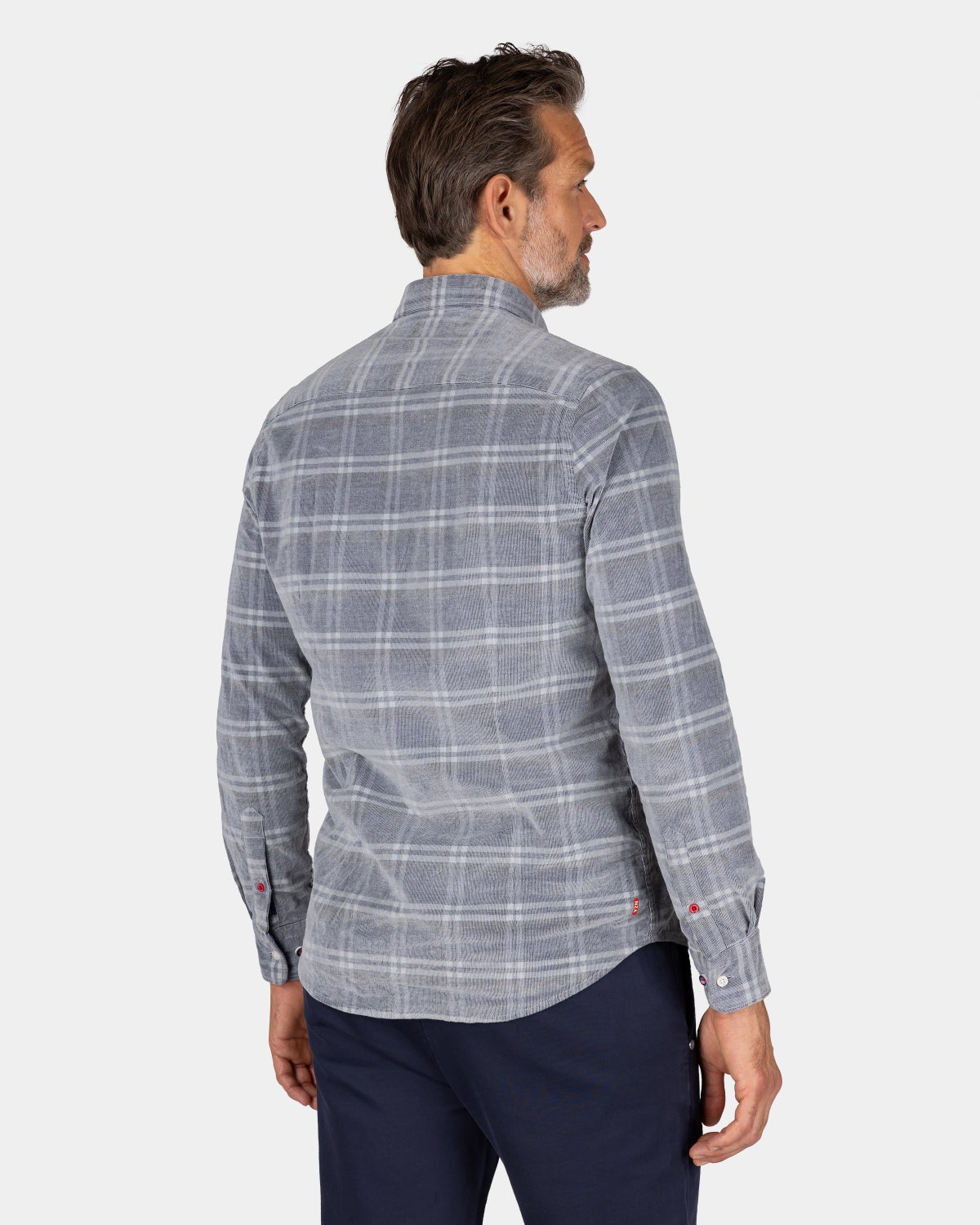 Light gray checkered corduroy shirt - Winter Navy