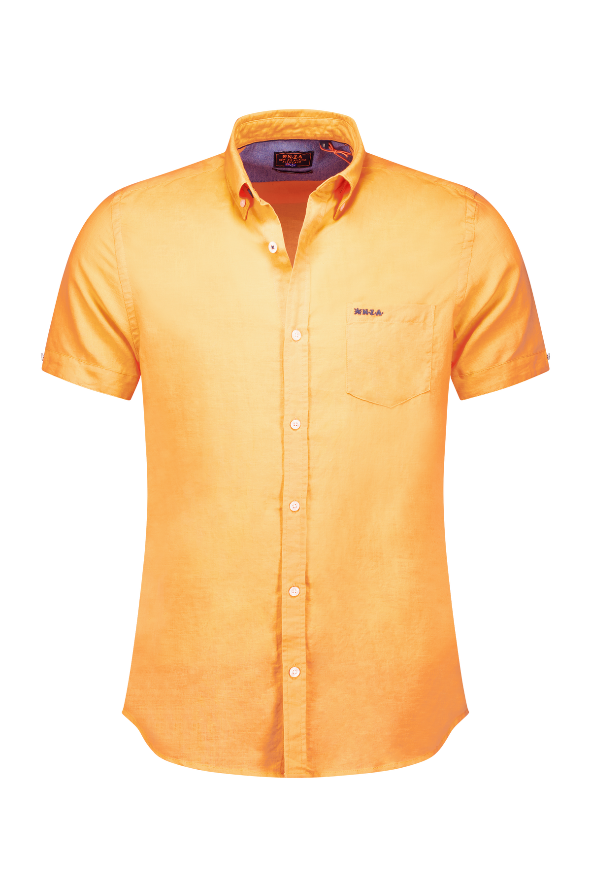 Linen shirt with short sleeves - Fresh Orange