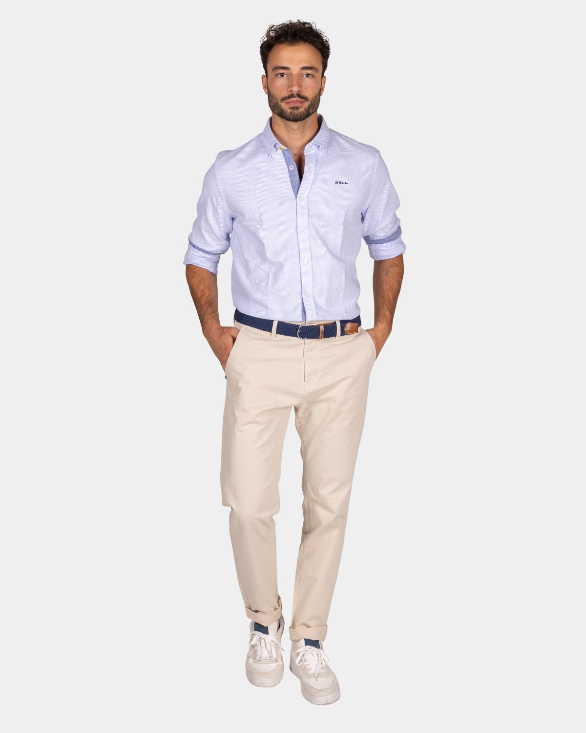 Chemise en coton bleu clair avec stretch - light_blue