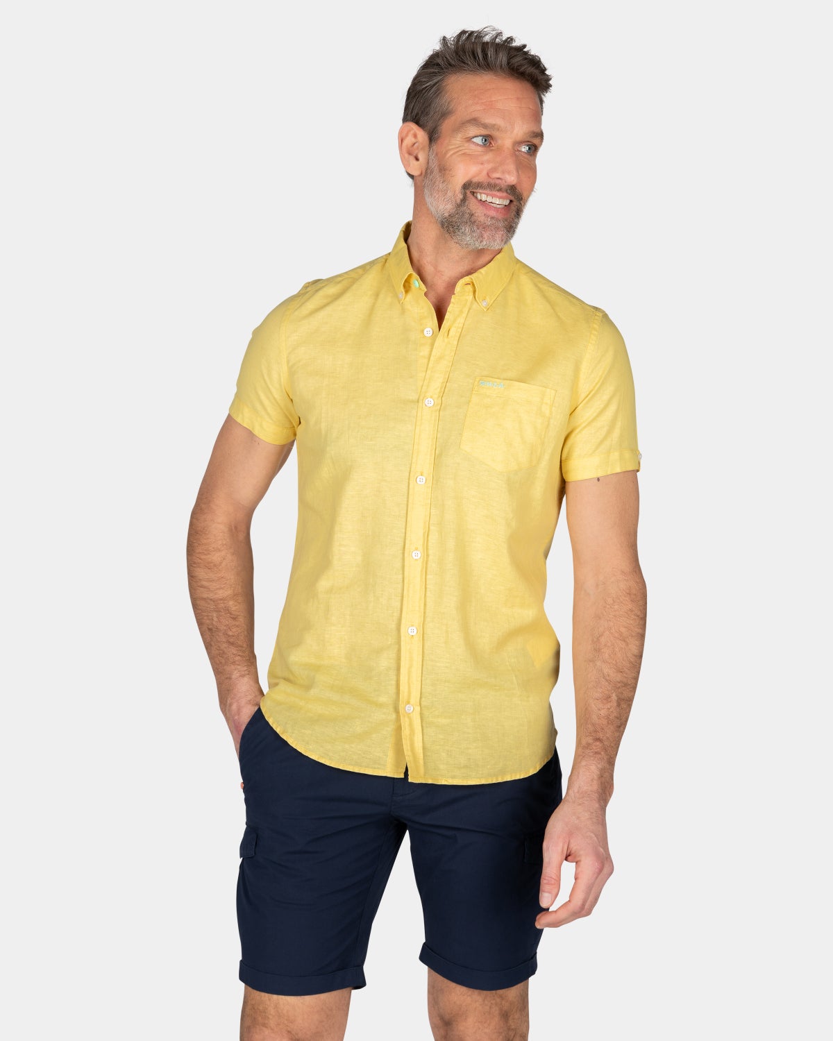 Effen overhemd korte mouw - Iguana Yellow