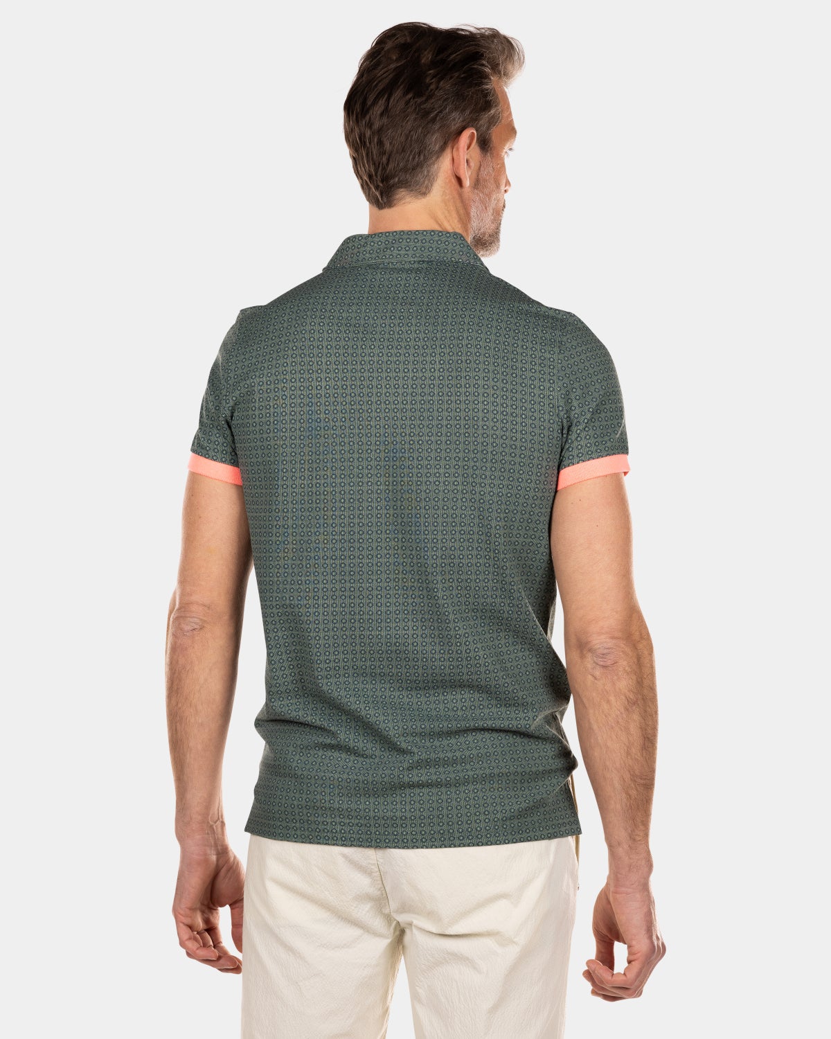 Baumwollpolo mit Punkten - Chalk Green