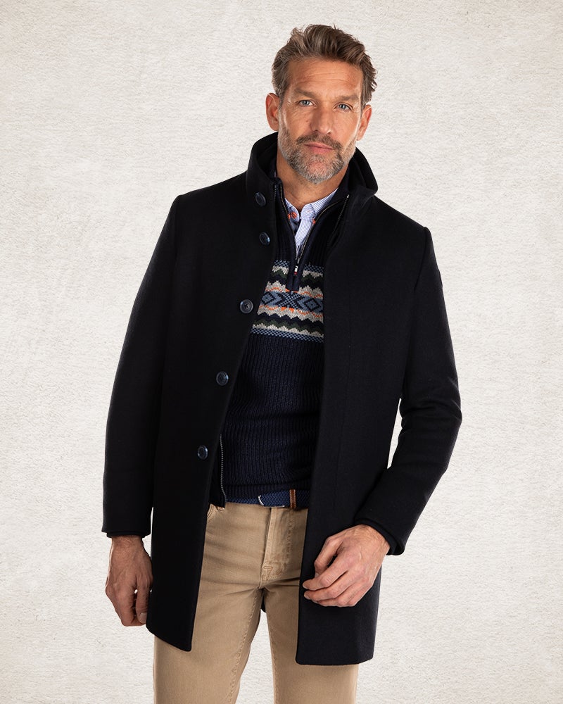 Manteau classique en laine bleu foncé - Pitch Navy