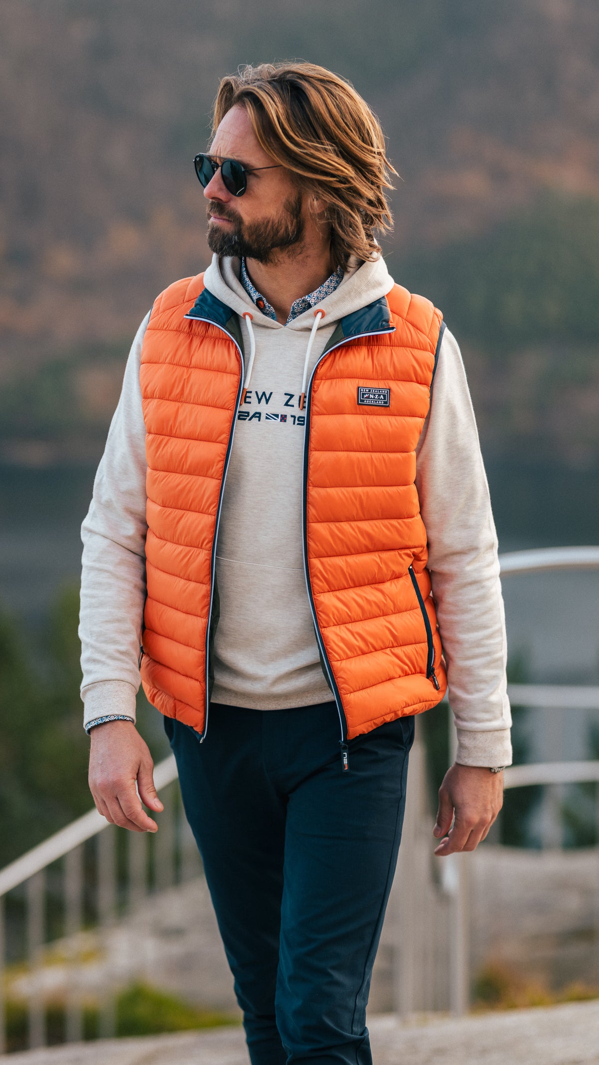 Orange quilted bodywarmer - Almond Orange