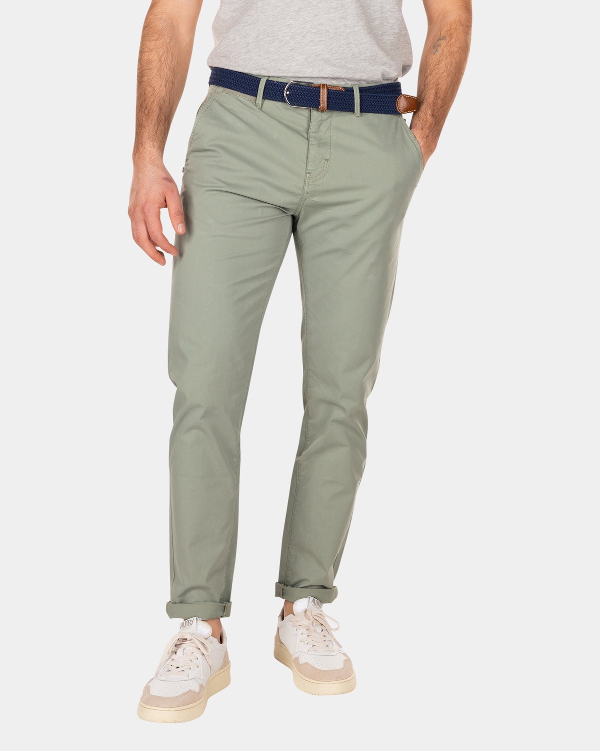 Baumwoll-Chino mit Stretch - Mellow Army