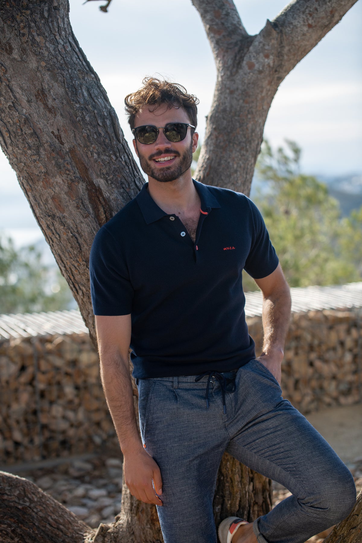 Schlichtes Poloshirt mit kurzen Ärmeln - Traditional Navy