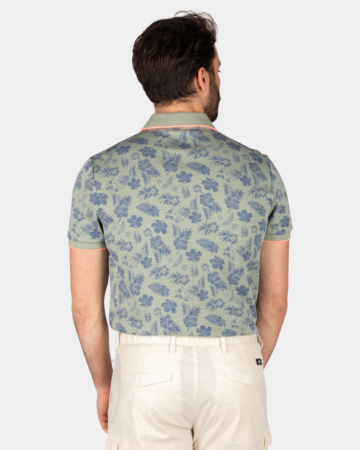 Polo with leaf print - Mellow Army