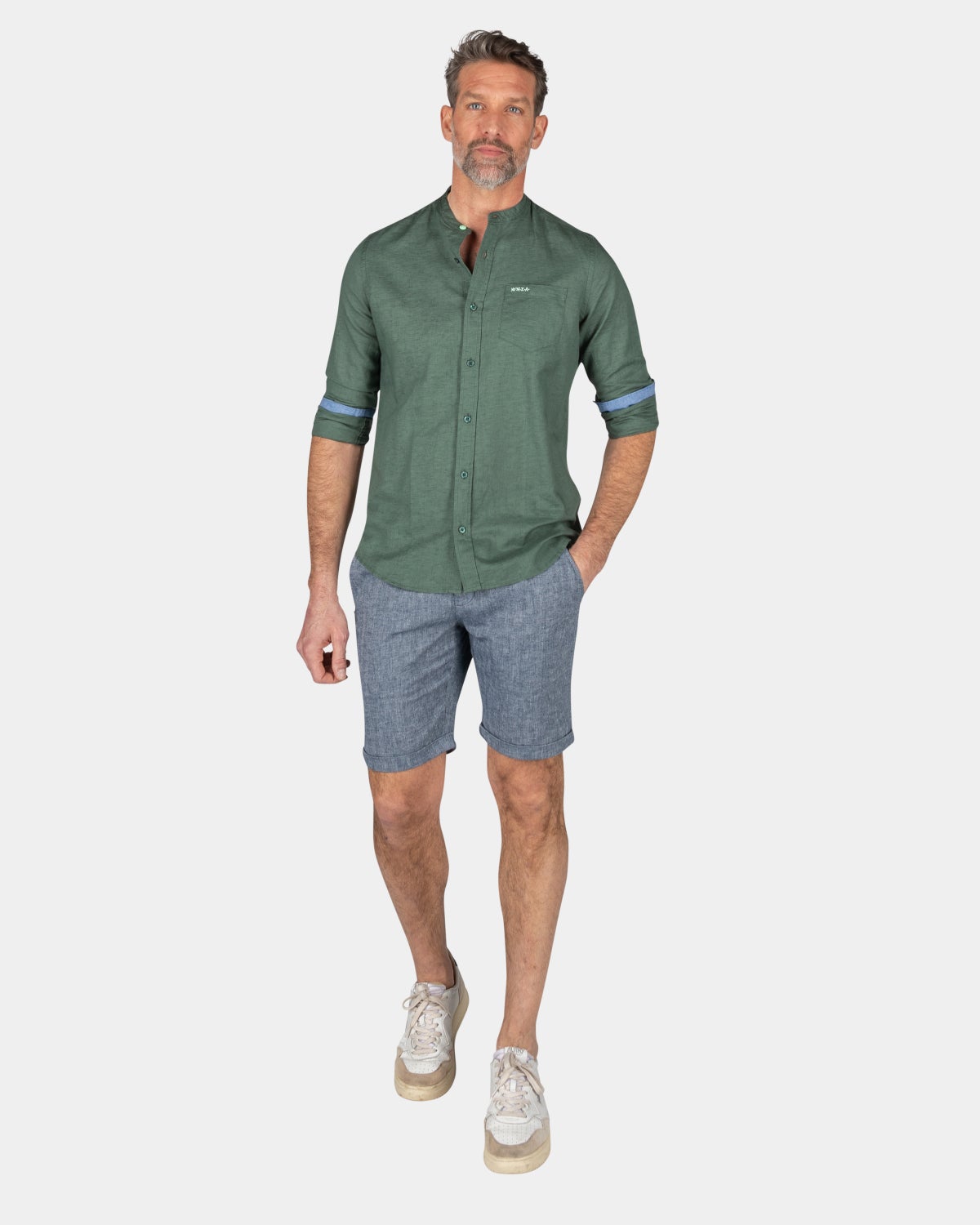 Chemise unie sans col - Chalk Green