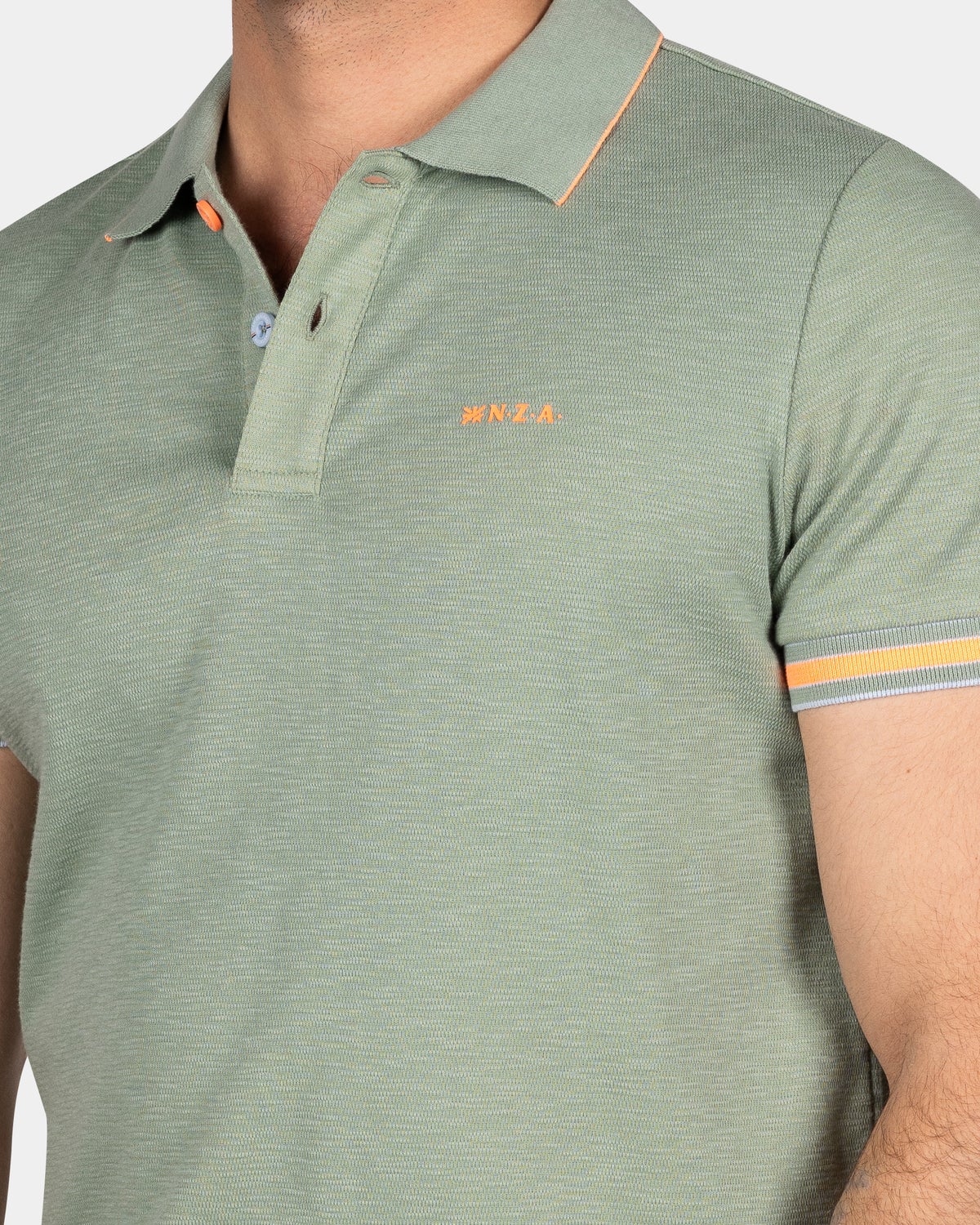 Polo uni en coton et polyester - Soft Olive