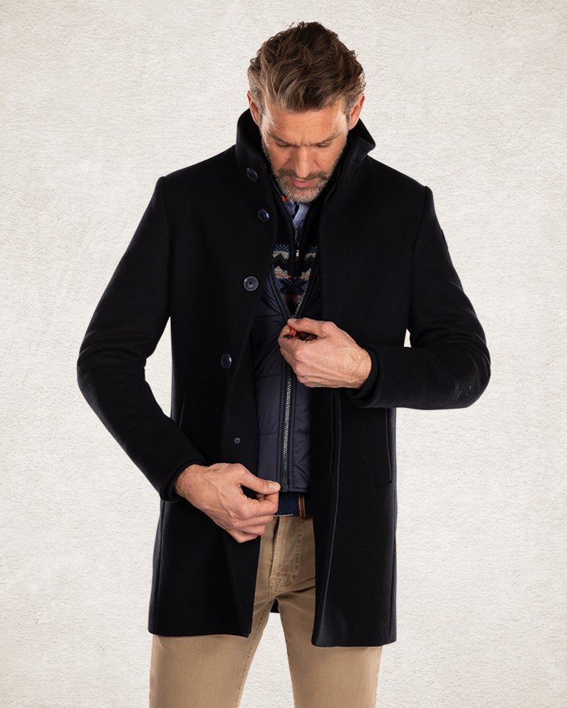 Manteau classique en laine bleu foncé - Pitch Navy