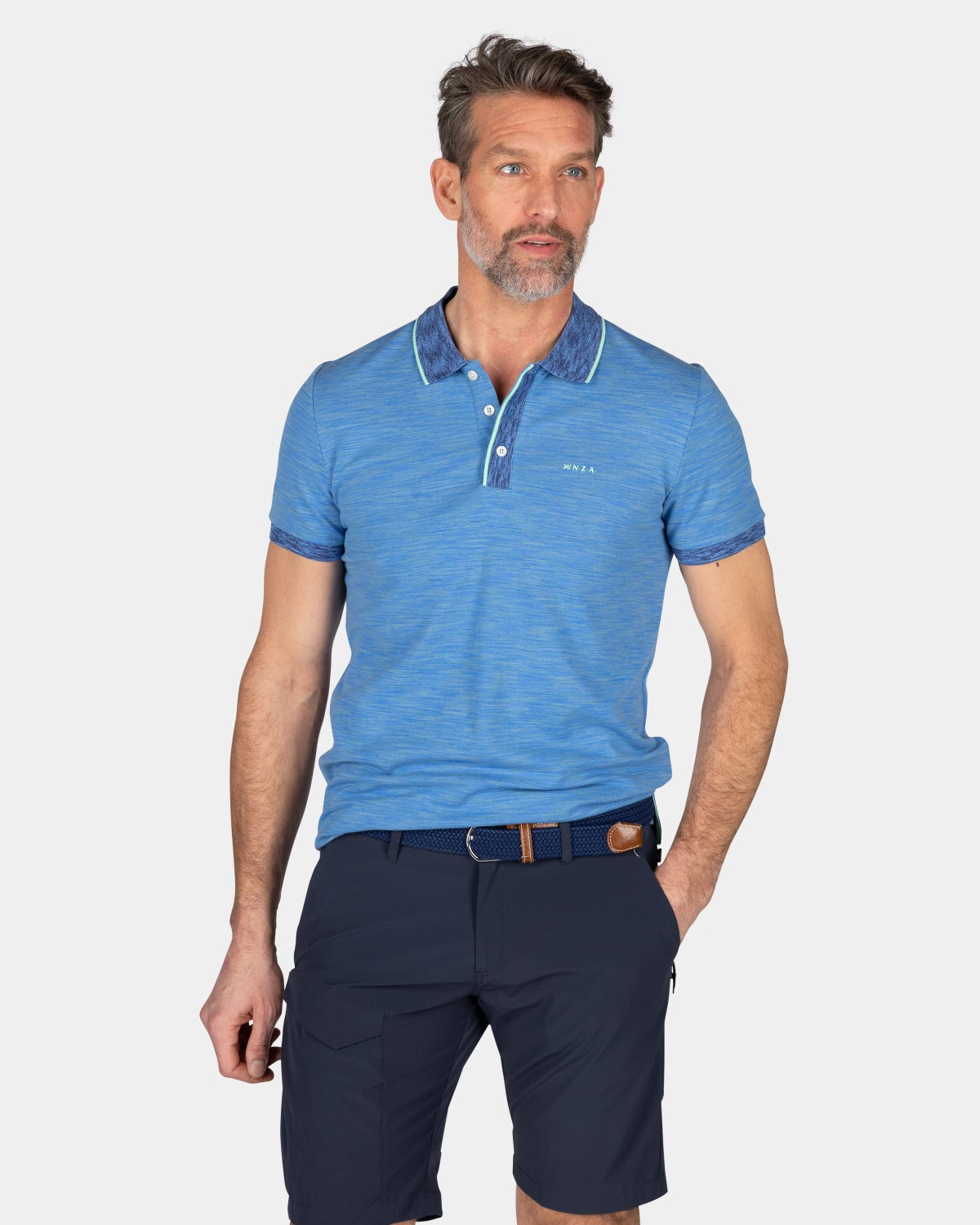 Schlichtes, blaues Poloshirt aus Baumwolle - Bed Blue