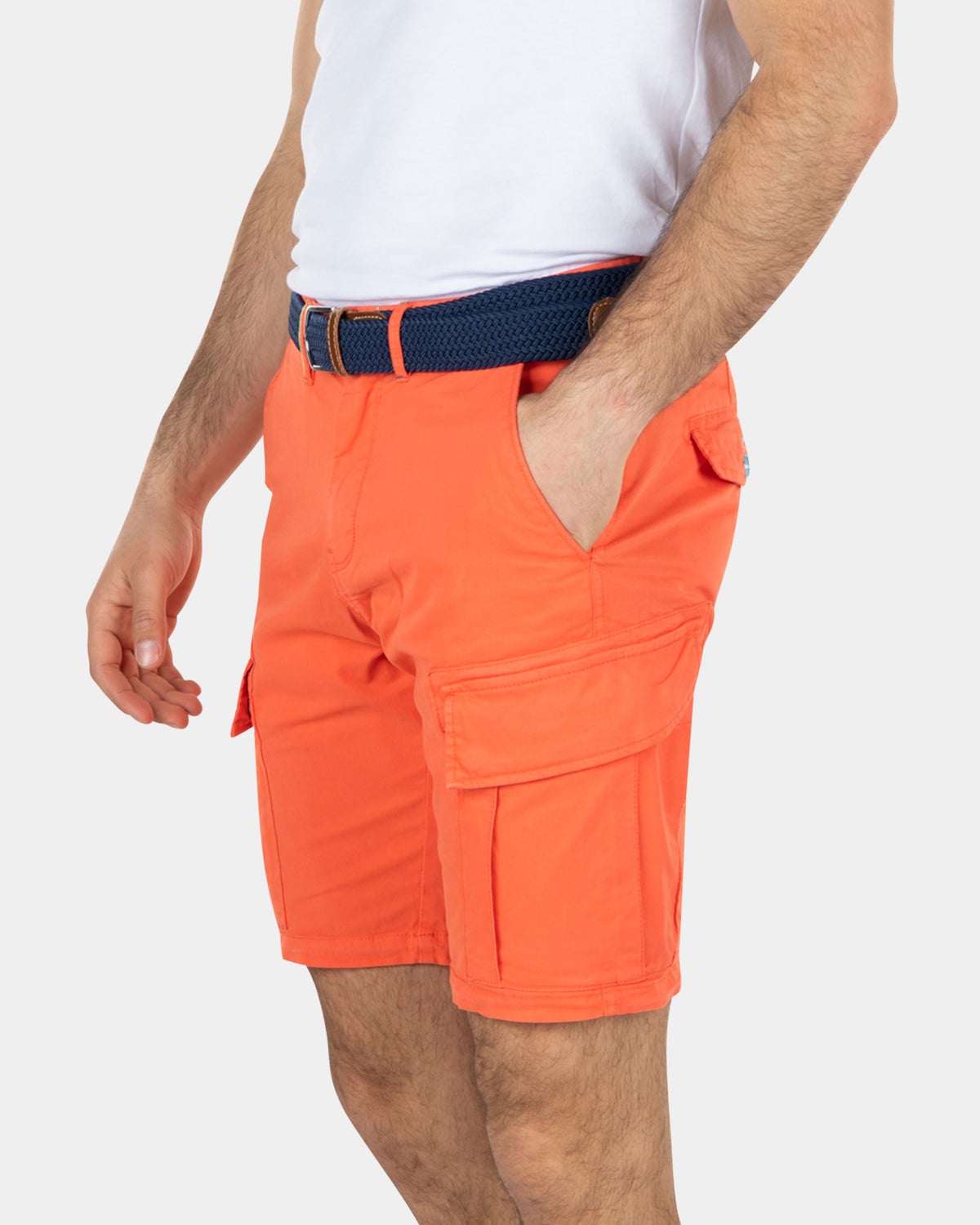 Shorts cargo de algodón elástico - Burned Orange