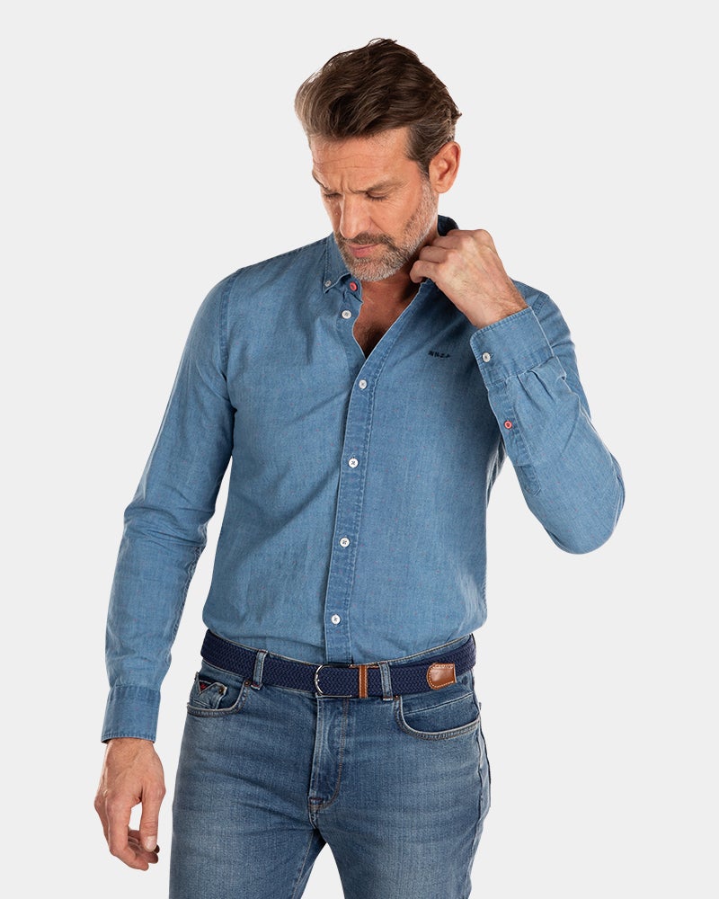 Camisa índigo con lino - Indigo