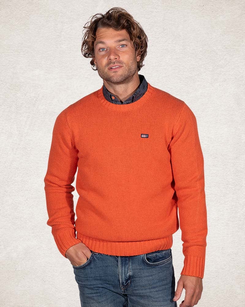 Pullover mit Rundhalsausschnitt aus Wollmischung - Ginger Orange