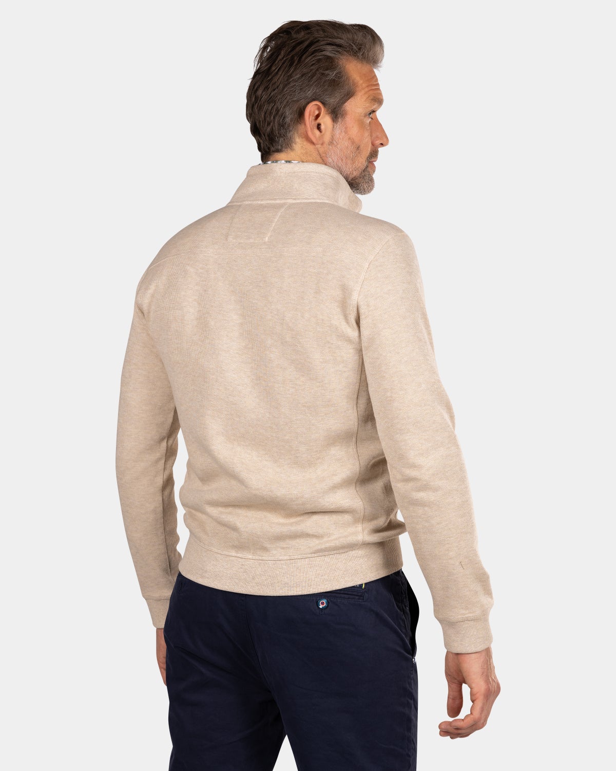 Beige sweater met halve rits - Oat Sand