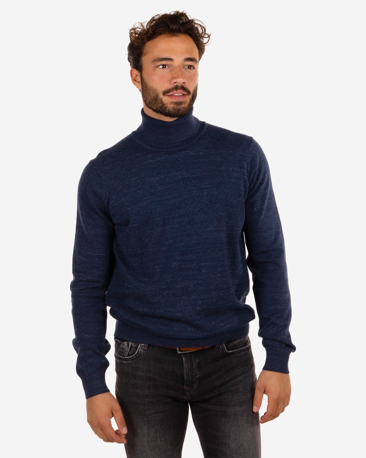 Jersey de cuello alto de algodón Orbell - Reef Navy