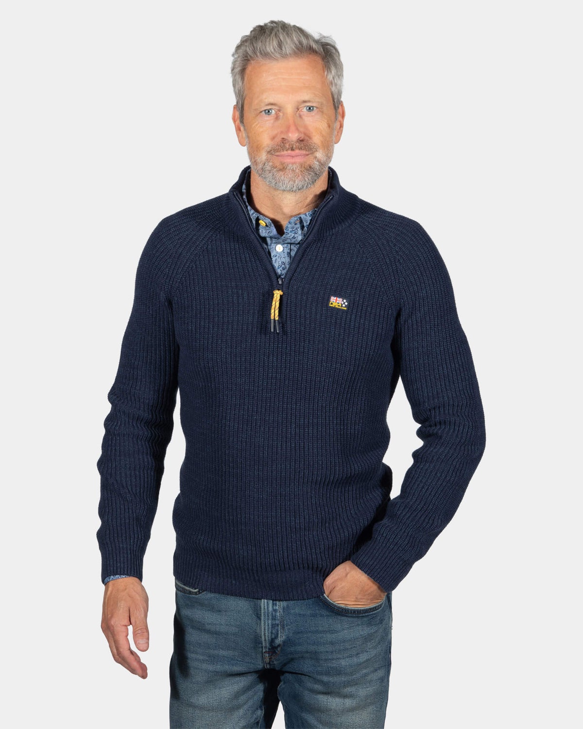 Pull en maille avec demi-zip Drake - Ink Navy