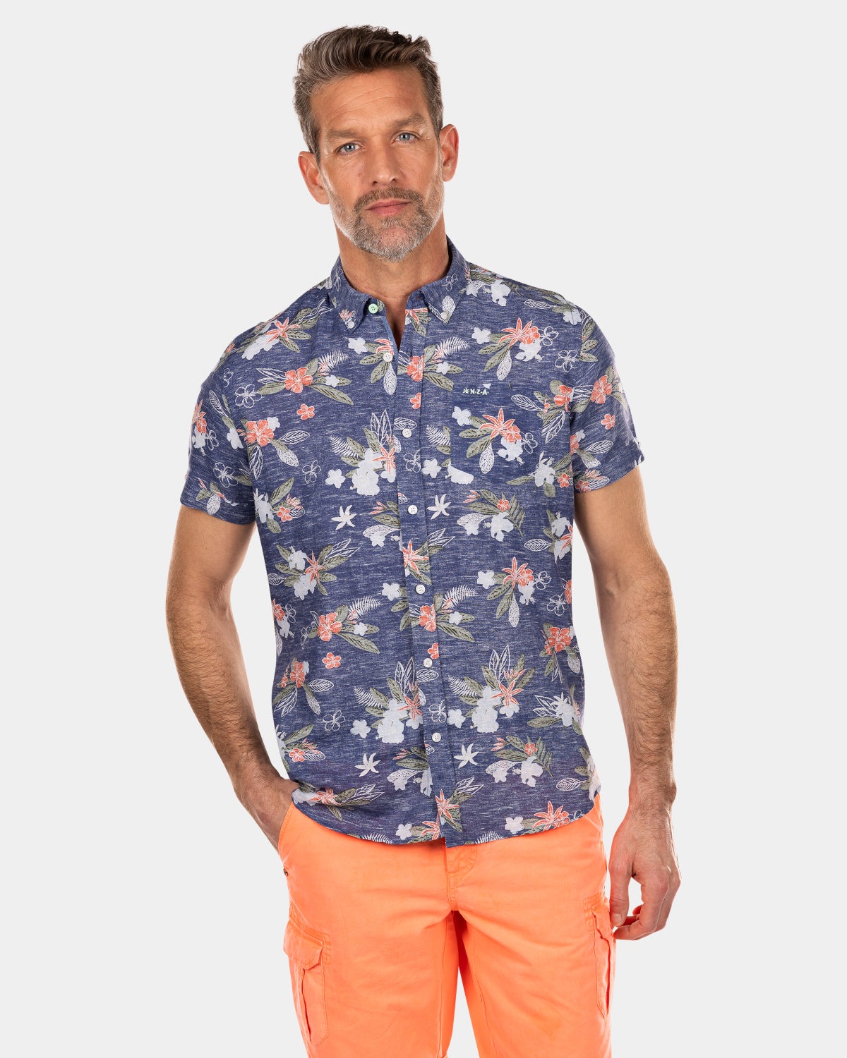 Camisa flores manga corta - Dusk Navy