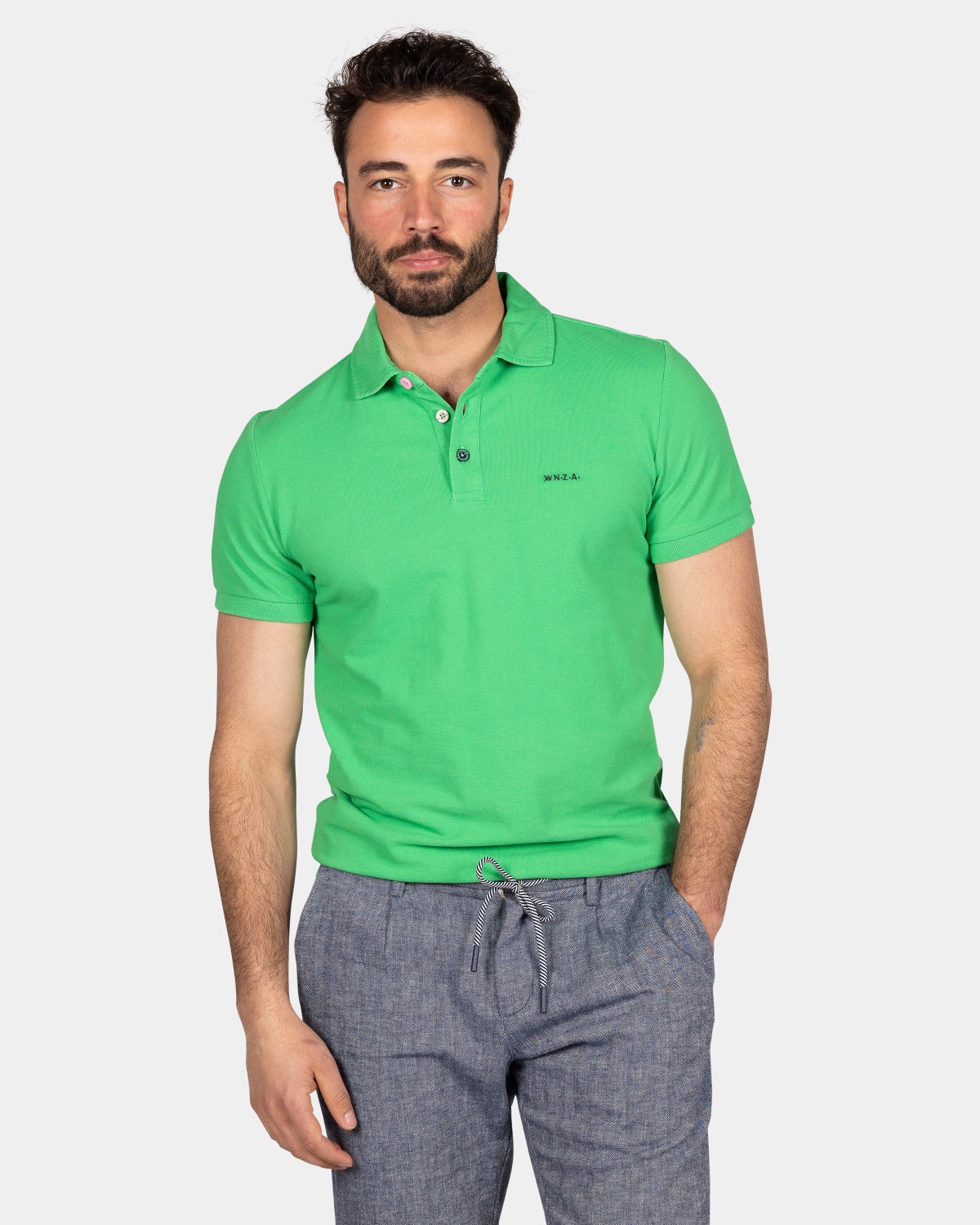 Plain cotton poloshirt - Fresh  Green