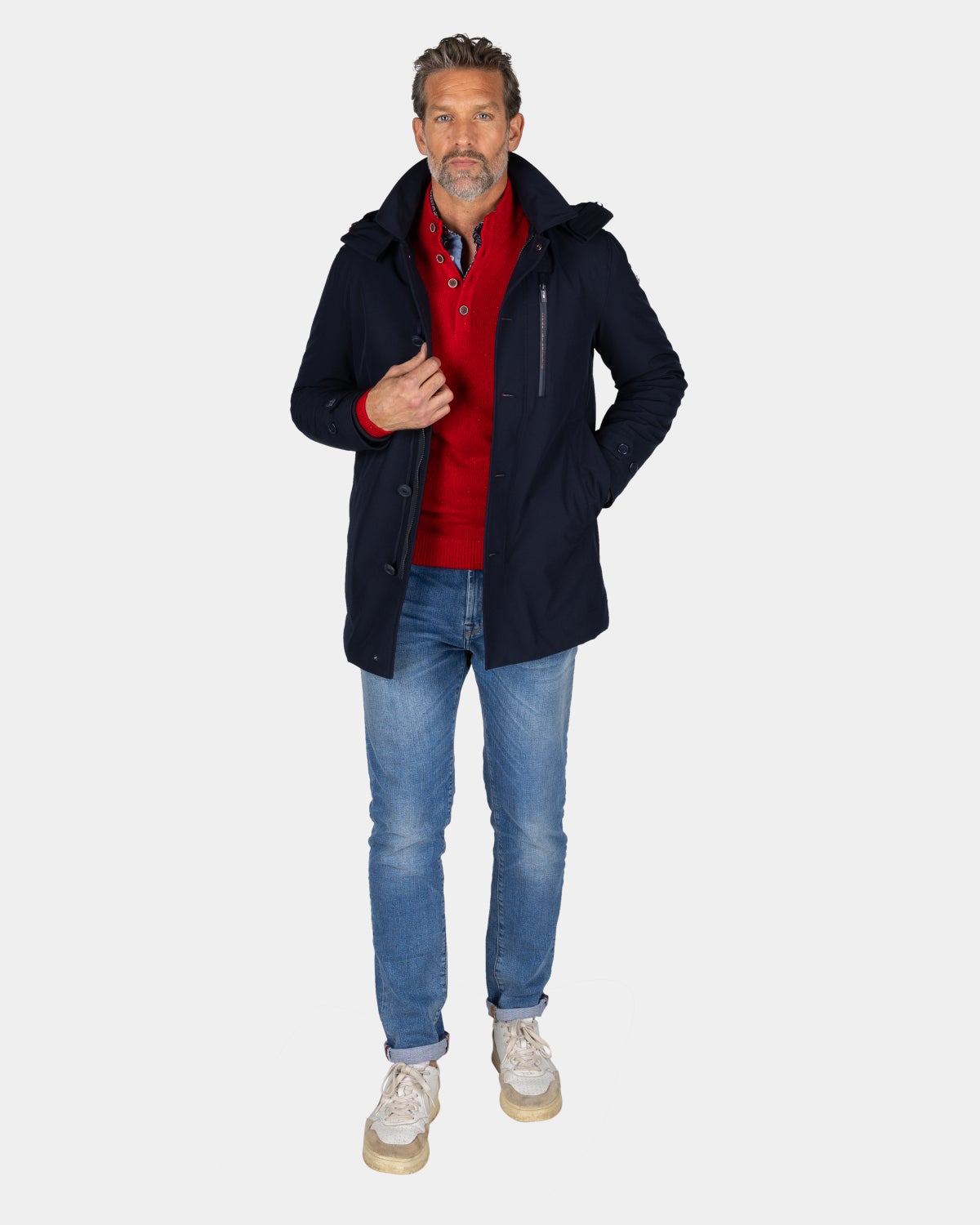 Dark blue parka with hood - Winter Navy