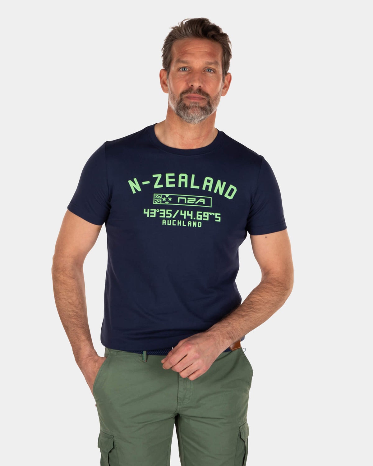 Katoenen t-shirt met print en ronde hals - Key Navy