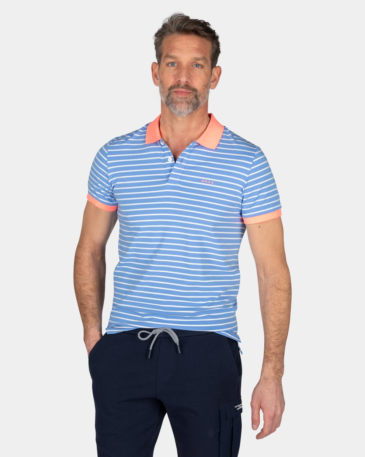 Polo rayé avec stretch - Bed Blue