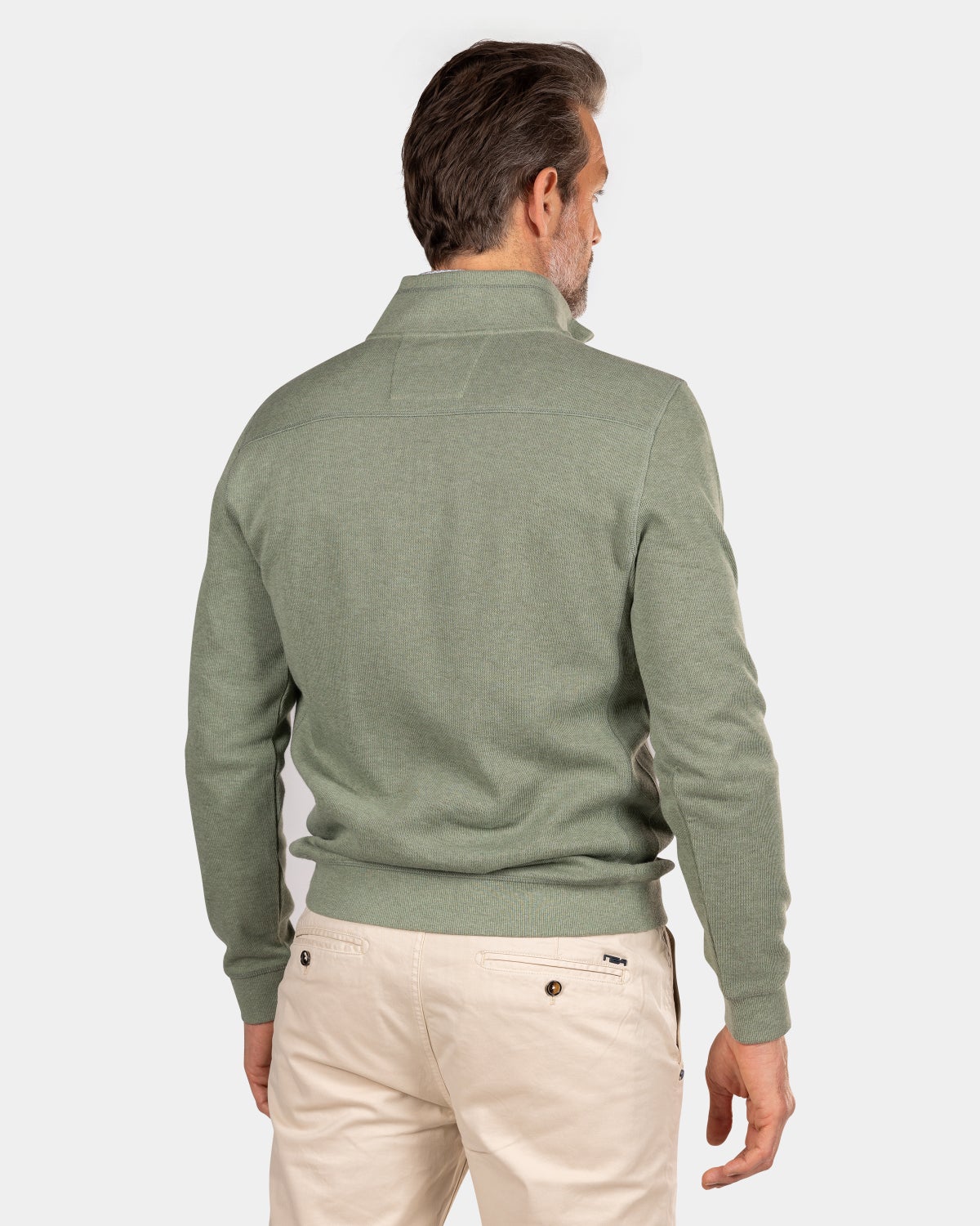 Groene sweater met halve rits - Sage
