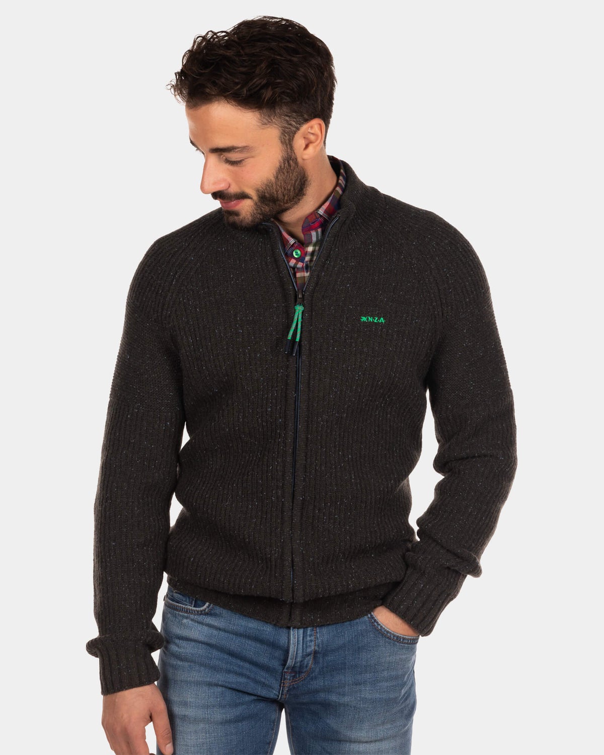 Rippstrick-Cardigan Dry - Dark Army