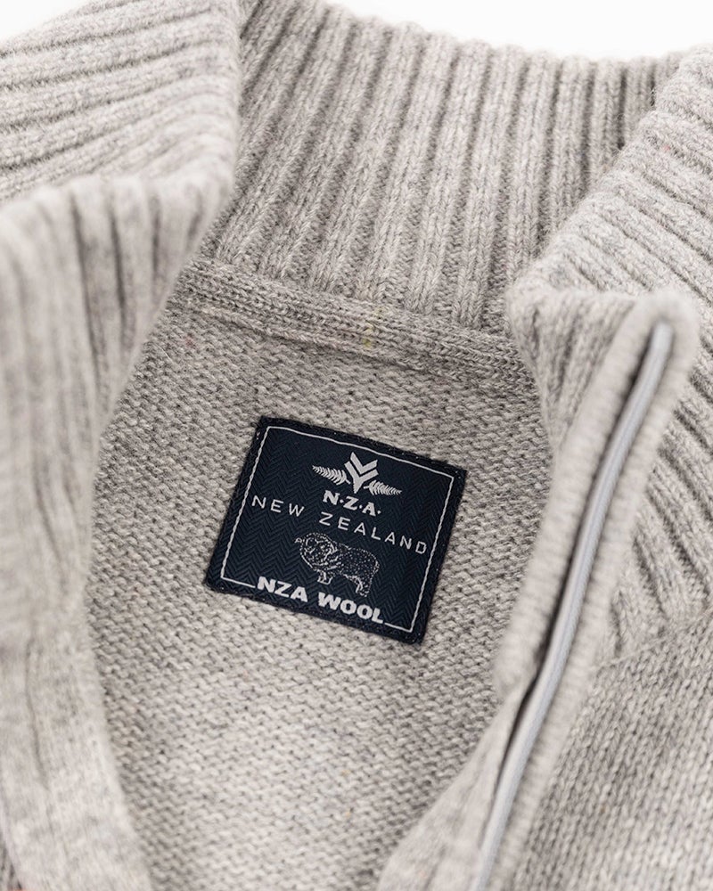 Einfarbiger Pullover mit halbem Reißverschluss - Grey Melange