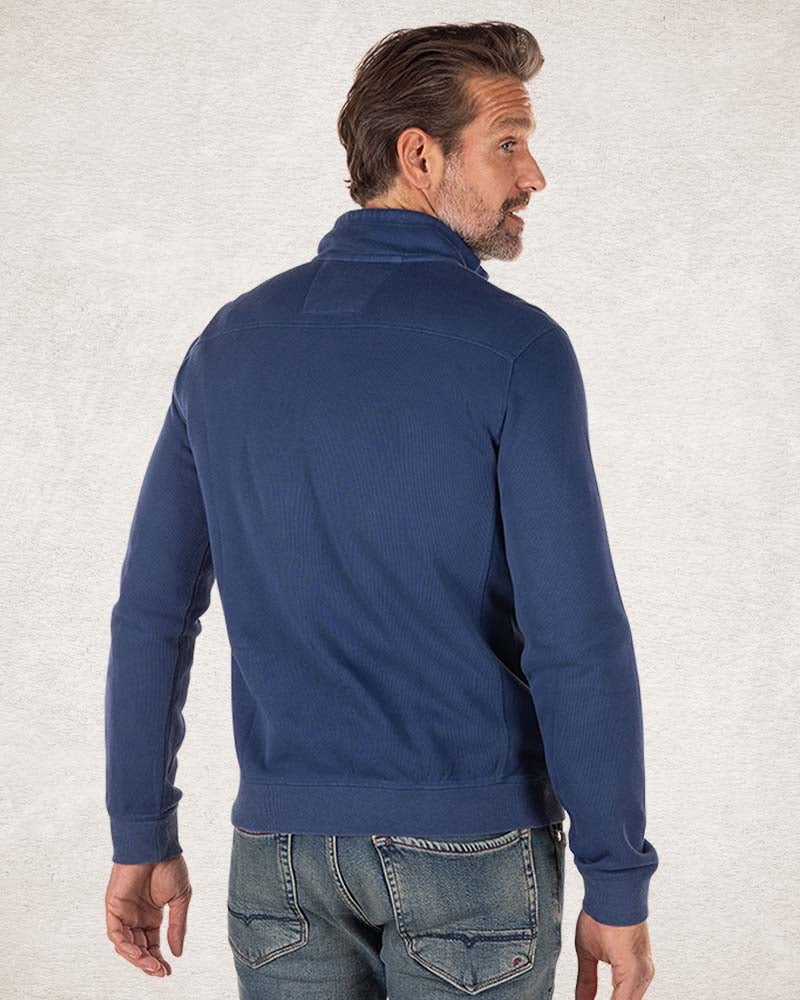 Pull en coton demi-zip - Bright Water Blue