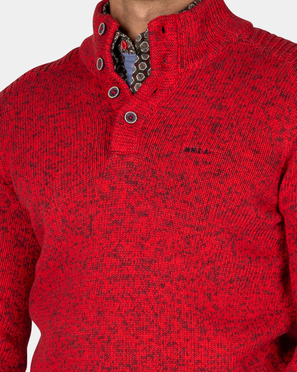 Pull en coton tricoté rouge avec boutons - Reef Red