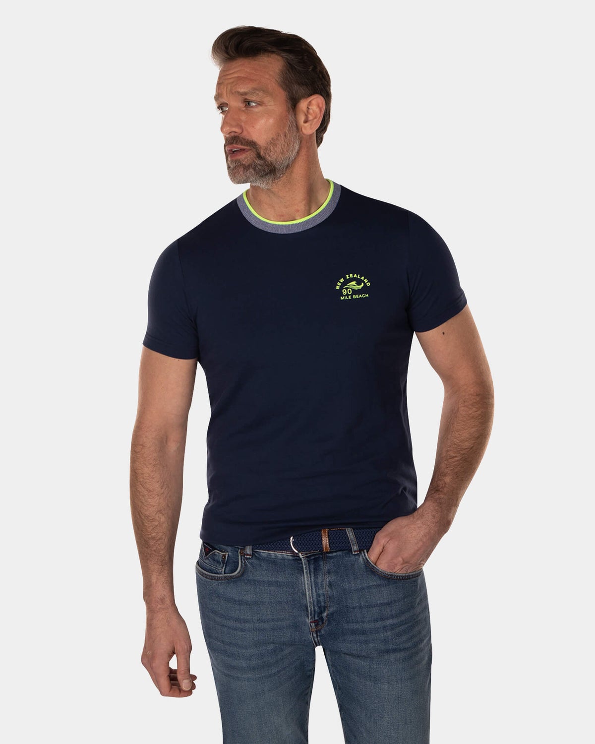 Schlichtes Baumwoll-T-Shirt mit Rundhalsausschnitt - High Summer Navy