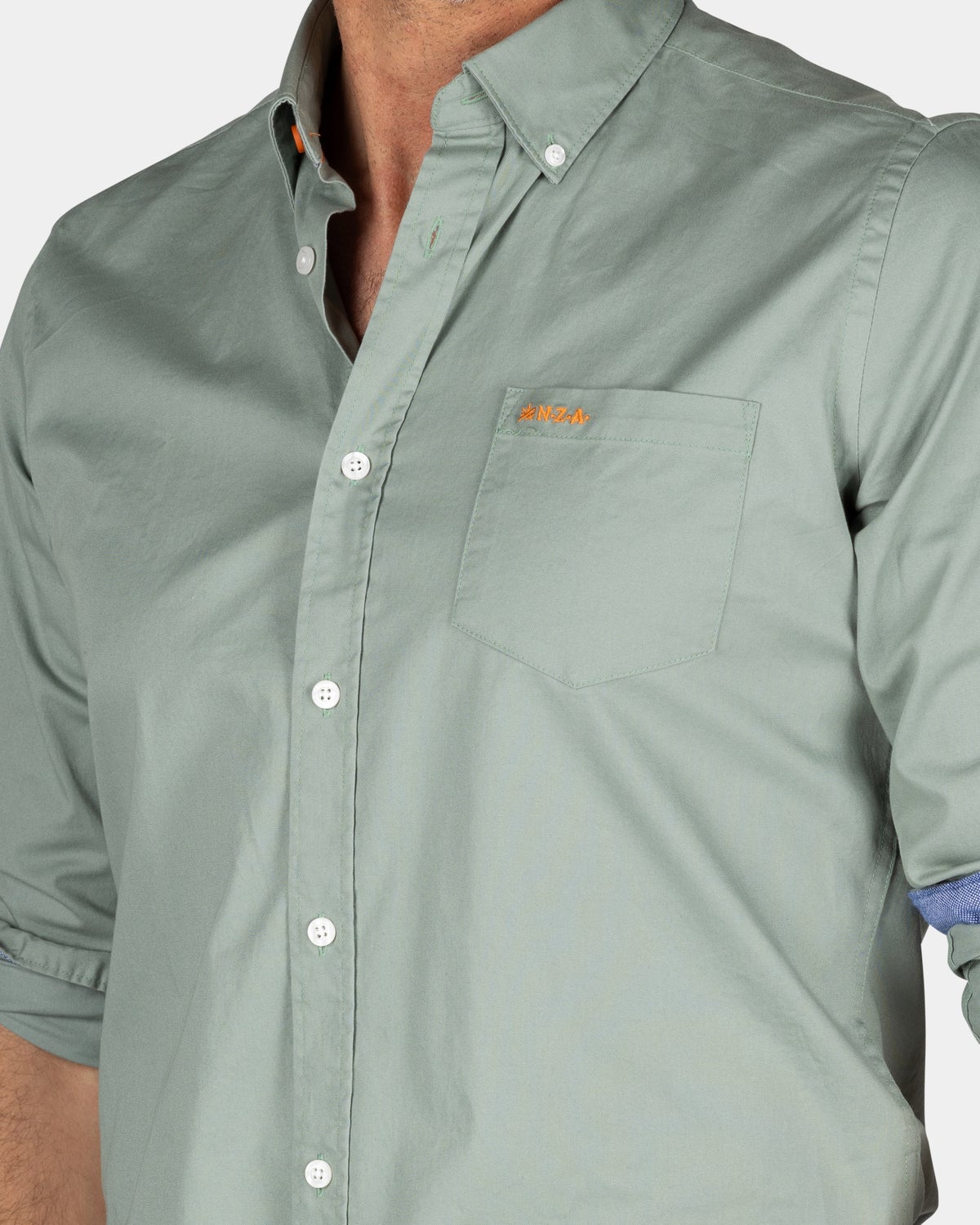 Camisa de algodón verde oscuro - Pebble Green