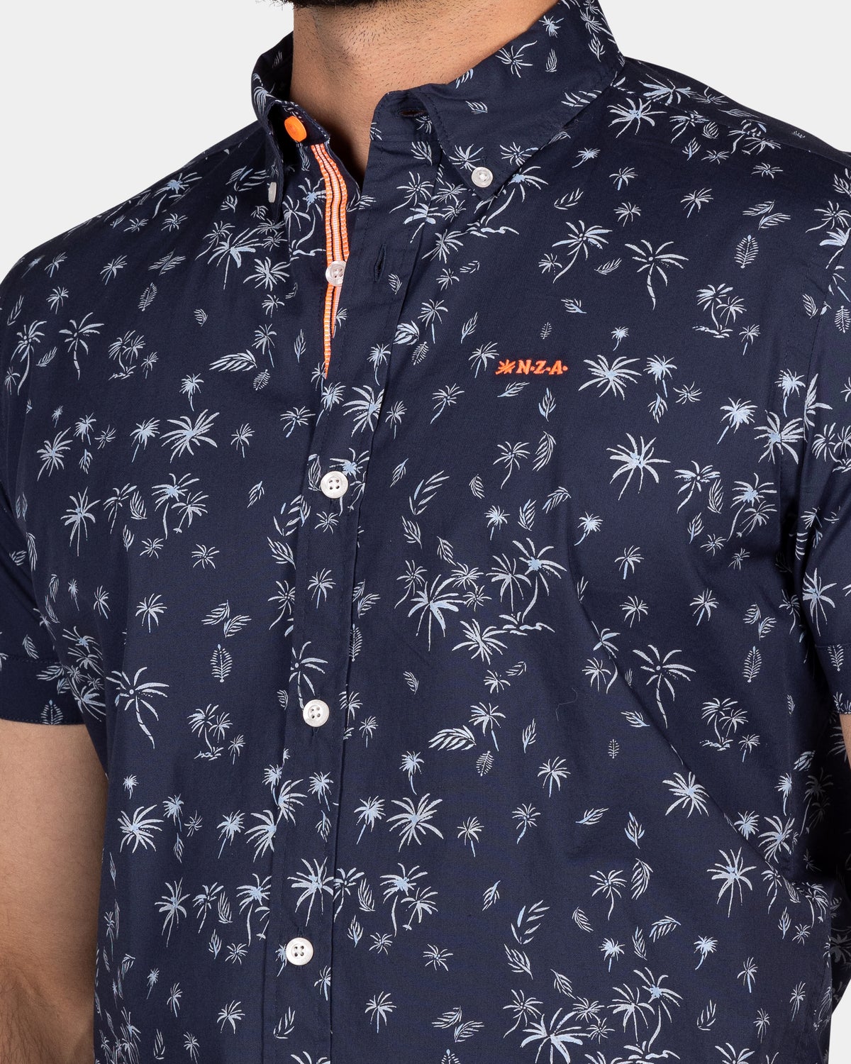 Navy overhemd met korte mouw en print - Ocean Navy