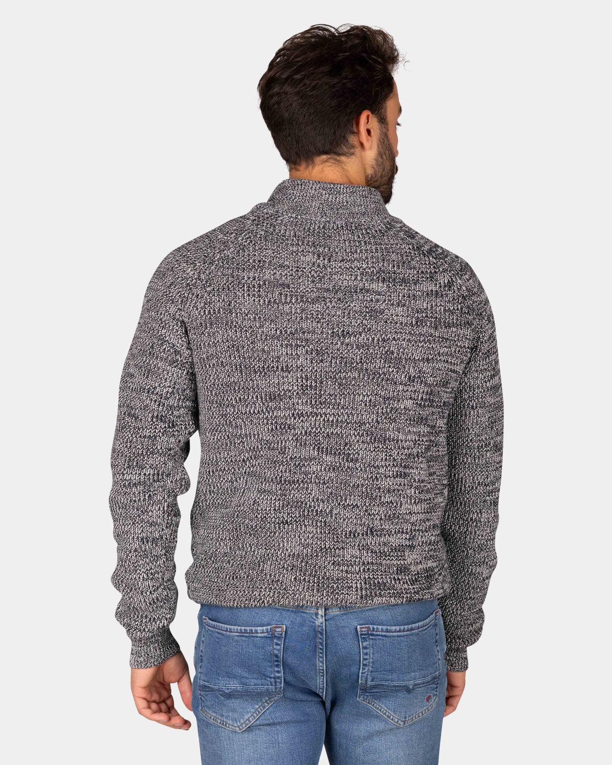 Pull en coton marine à demi-zip - Winter Navy