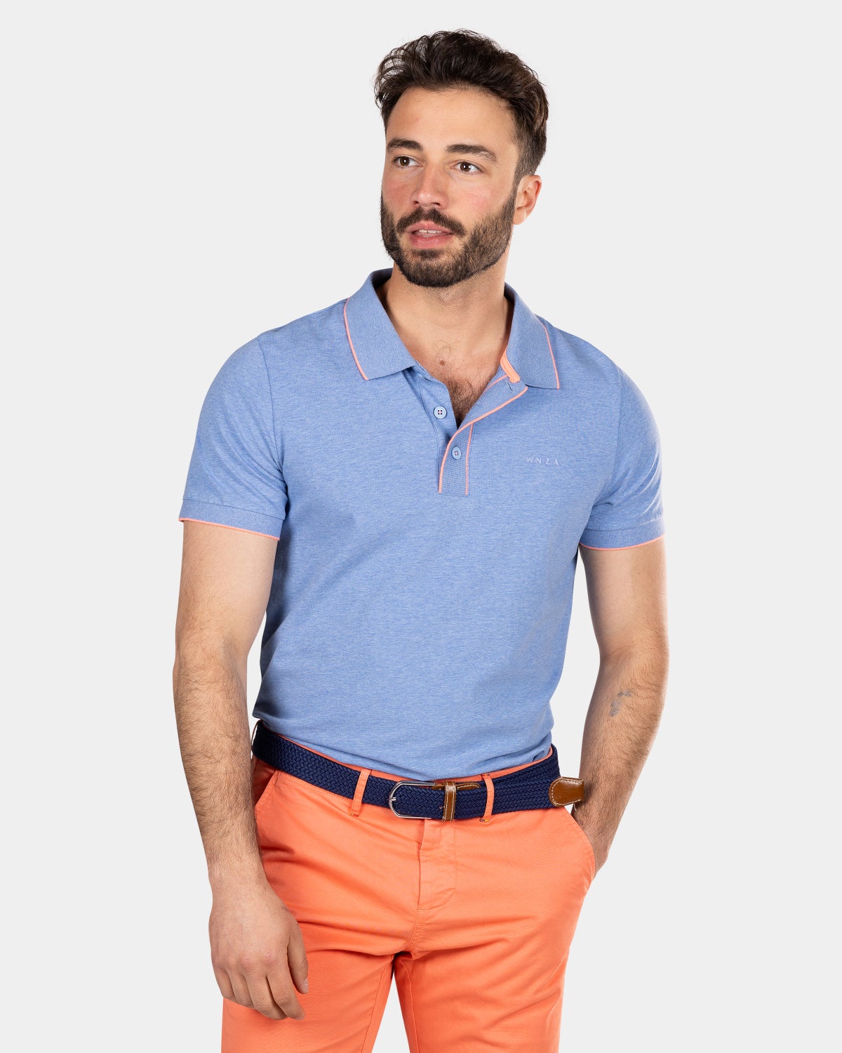 Effen polo met stretch - Bed Blue