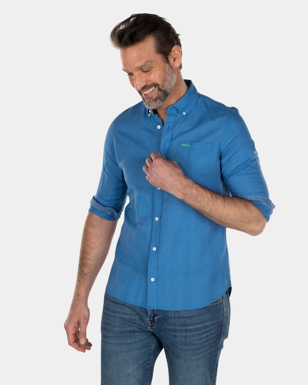 Camisa de lino de color liso